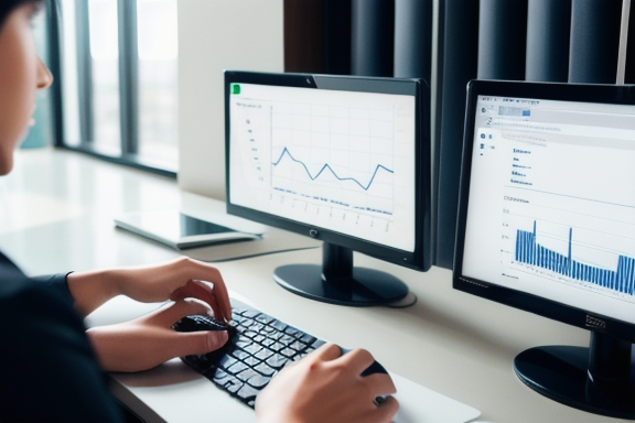 Person analyzing data on a computer