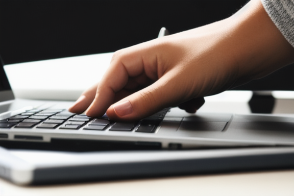 Person writing content on a laptop