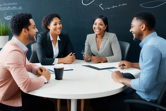 Group of diverse people discussing customer engagement strategies