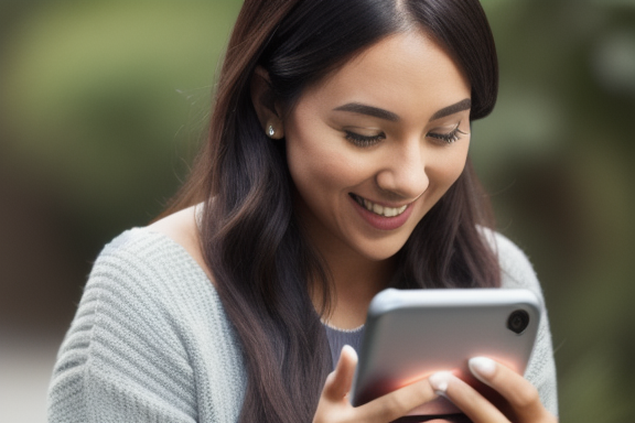 Person using smartphone with native ad