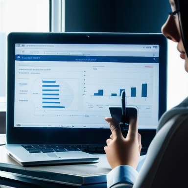 Person analyzing data on a computer screen