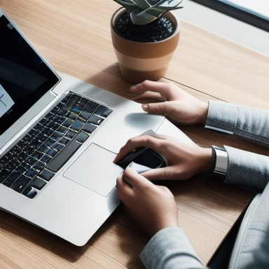 Person browsing electronic devices on a laptop