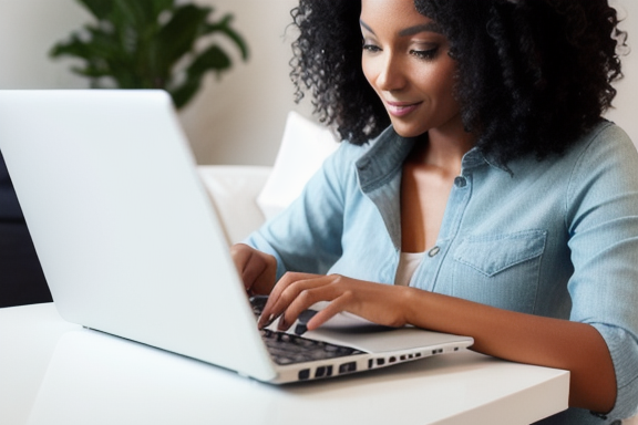 Mulher fazendo compras online em um laptop