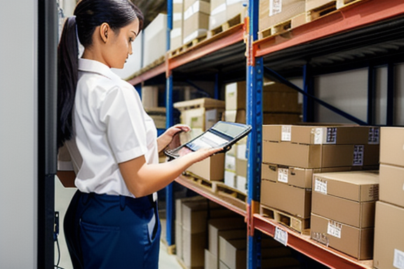 Warehouse worker using an inventory management system