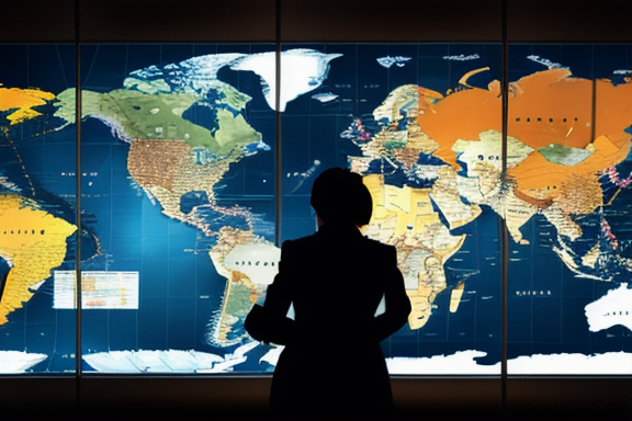 Businesswoman looking at a world map