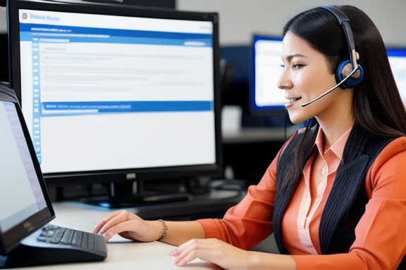 Customer service representative assisting a customer online