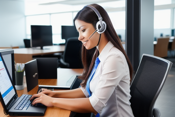 Customer service representative using live chat tool