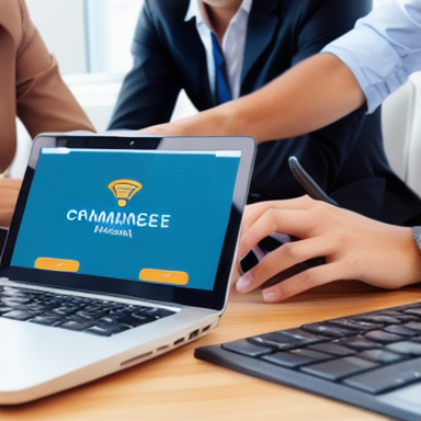 Equipe de negócios discutindo estratégias de e-commerce