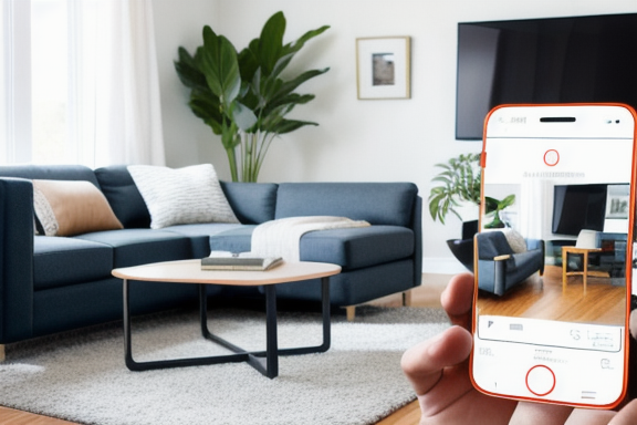 Customer using augmented reality to visualize furniture