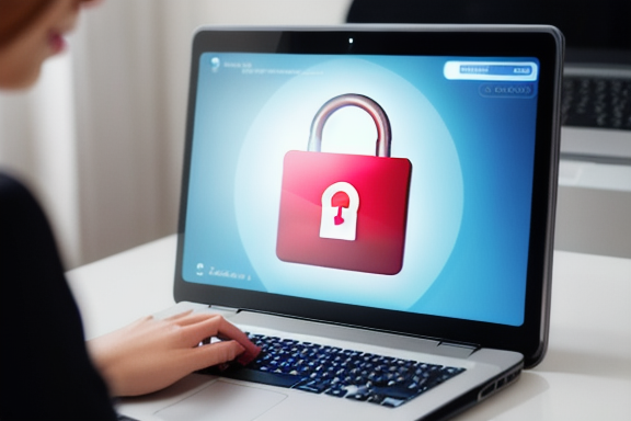 Person using a computer with a lock symbol