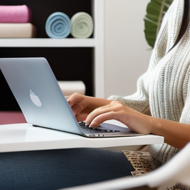 Person browsing home decor products on a laptop