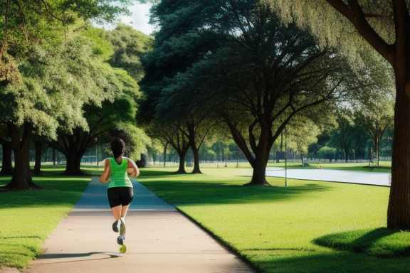 Person jogging in a park