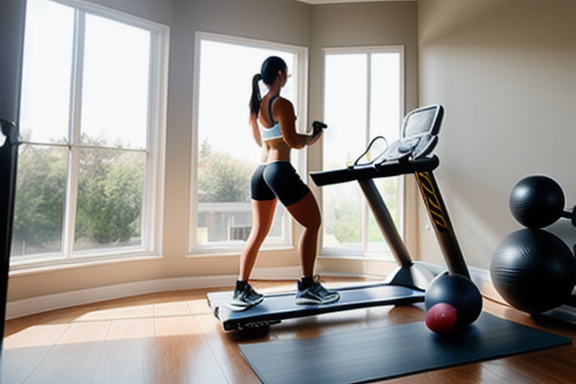 Person using personalized fitness equipment in a home gym