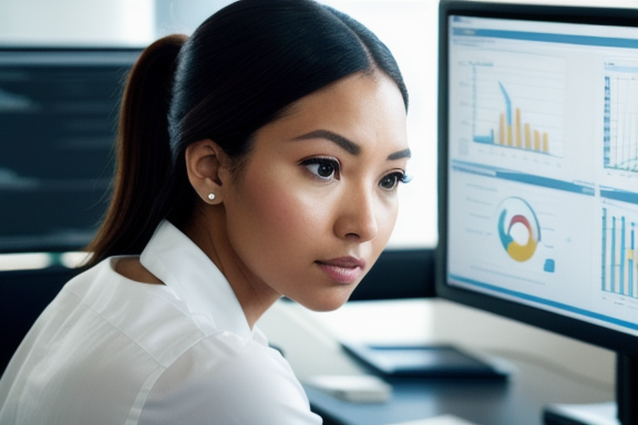 Person analyzing data on a computer screen