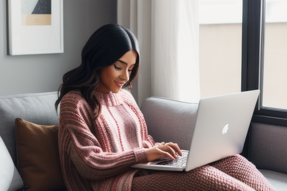 Mulher navegando em um site de e-commerce de moda